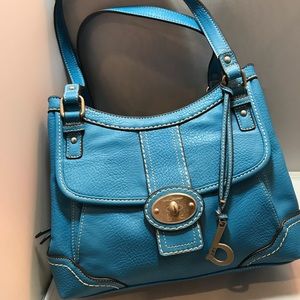boc blue vinyl handbag - like new - nice